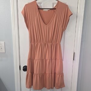 Women's Coral Cap Sleeve Mini Dress